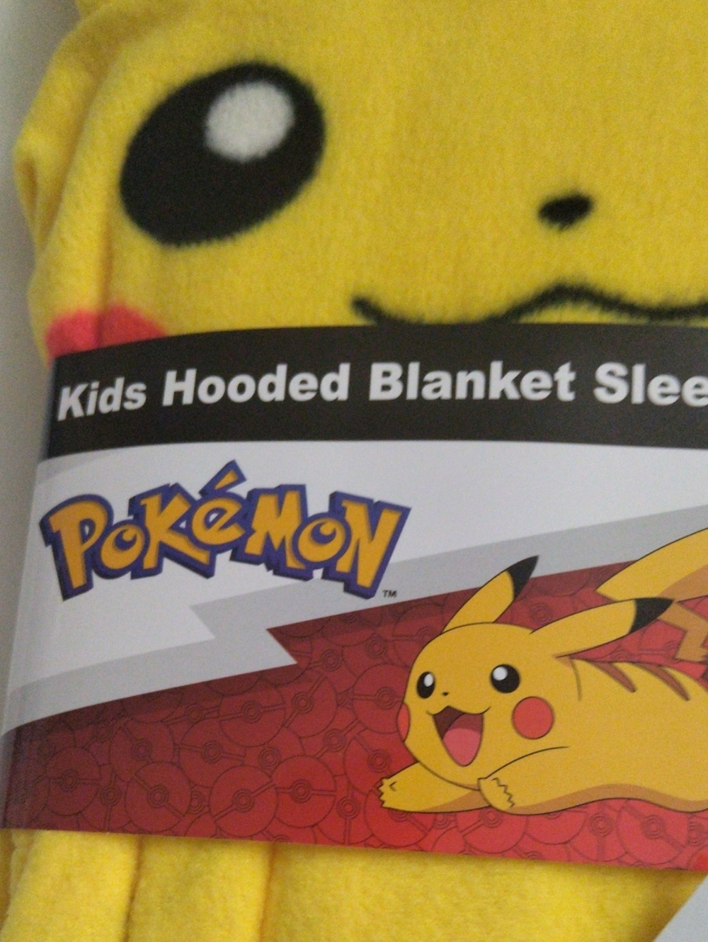 Pokemon Kids Hooded Blanket Sleeper - Pikachu Yellow Pokémon Size 6 New - Picture 2 of 2